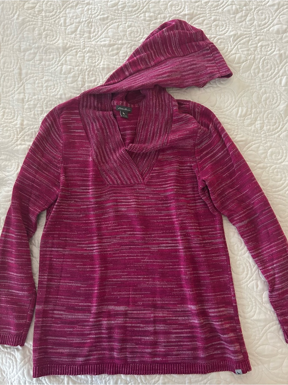 Eddie Bauer Hooded Cowl-Neck Sweater - Magenta